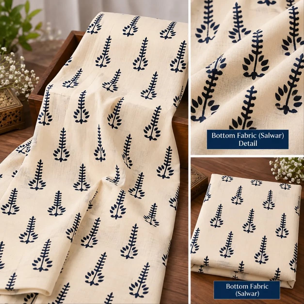 Bagru Hand Block Printed Cotton Suit Set with Chiffon Dupatta image 3