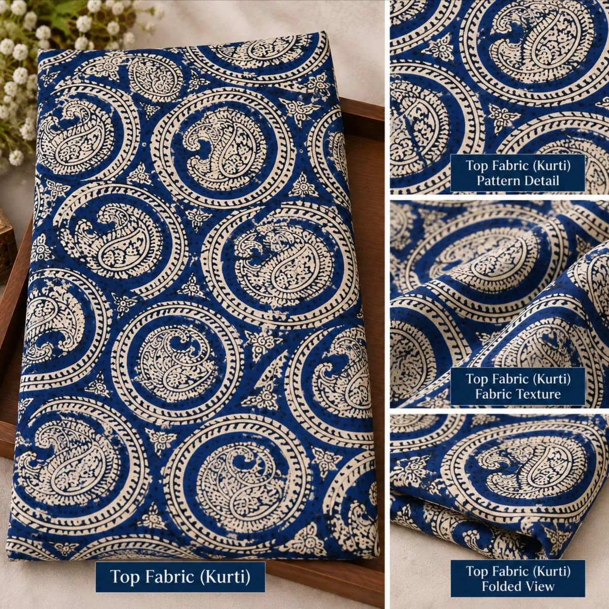 Bagru Hand Block Printed Cotton Suit Set with Chiffon Dupatta image 4
