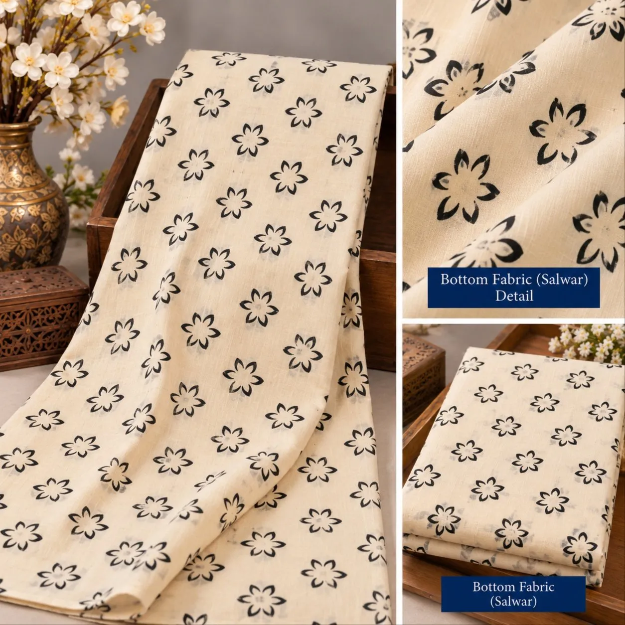 Bagru Hand Block Printed Cotton Suit with Linen Dupatta image 3