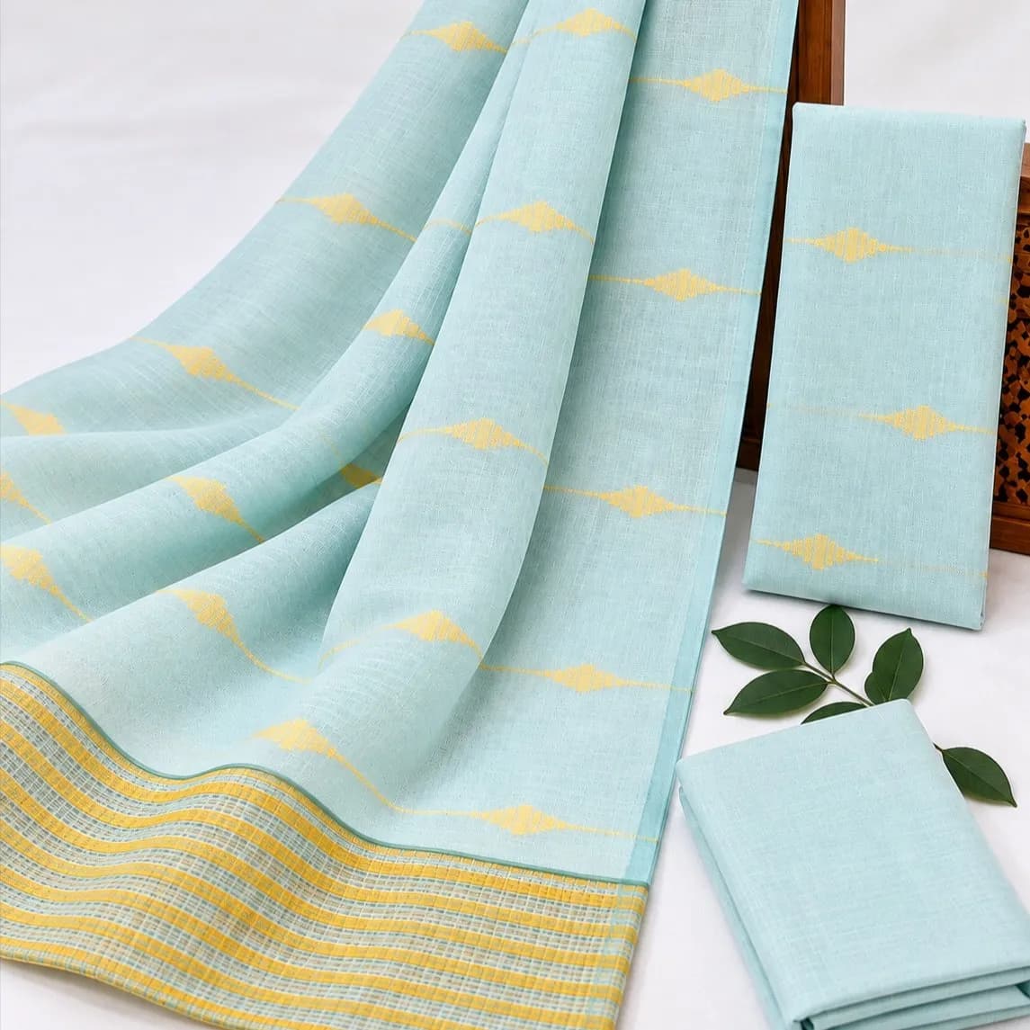 Handloom Ikkat Suit Set with Kota Doria Dupatta
