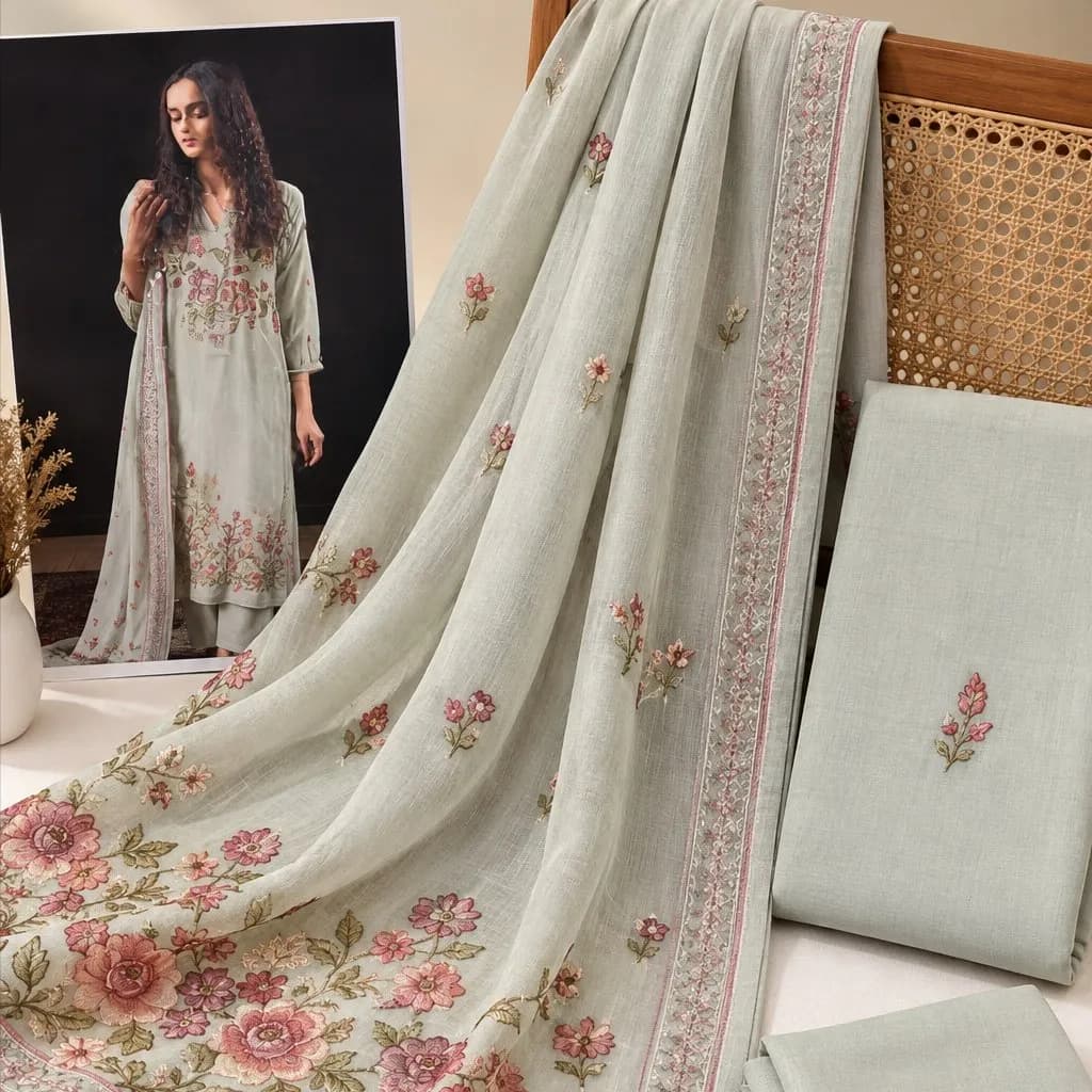 Handloom Ikkat Suit Set with Kota Doria Dupatta