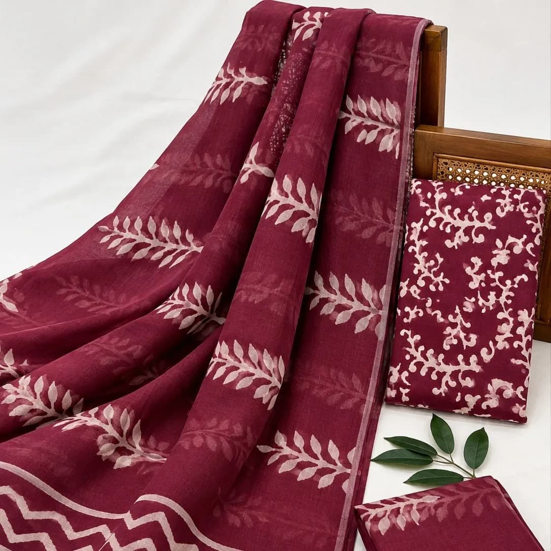 Handloom Ikkat Suit Set with Kota Doria Dupatta