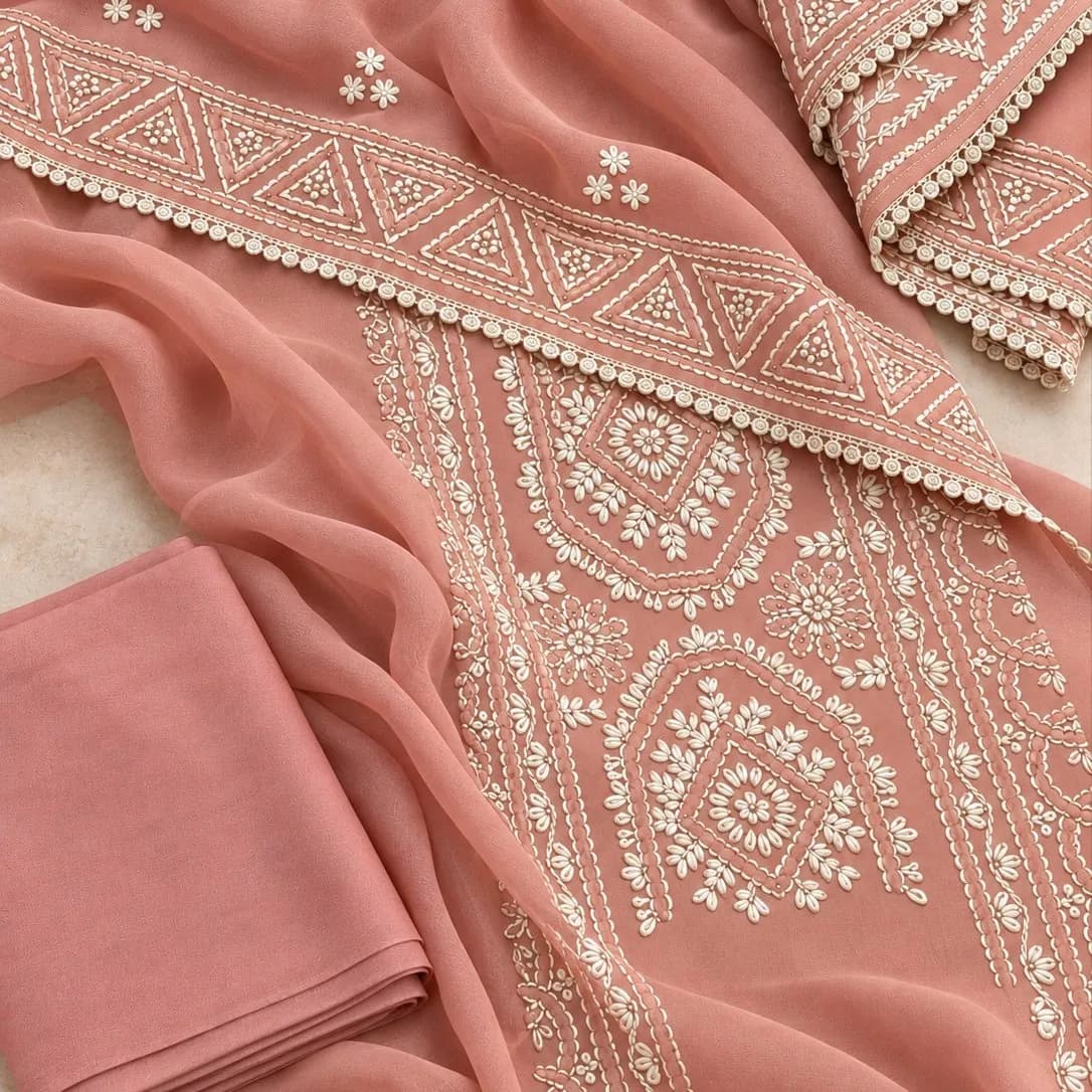 Pure Georgette with beautifully embroidered borders