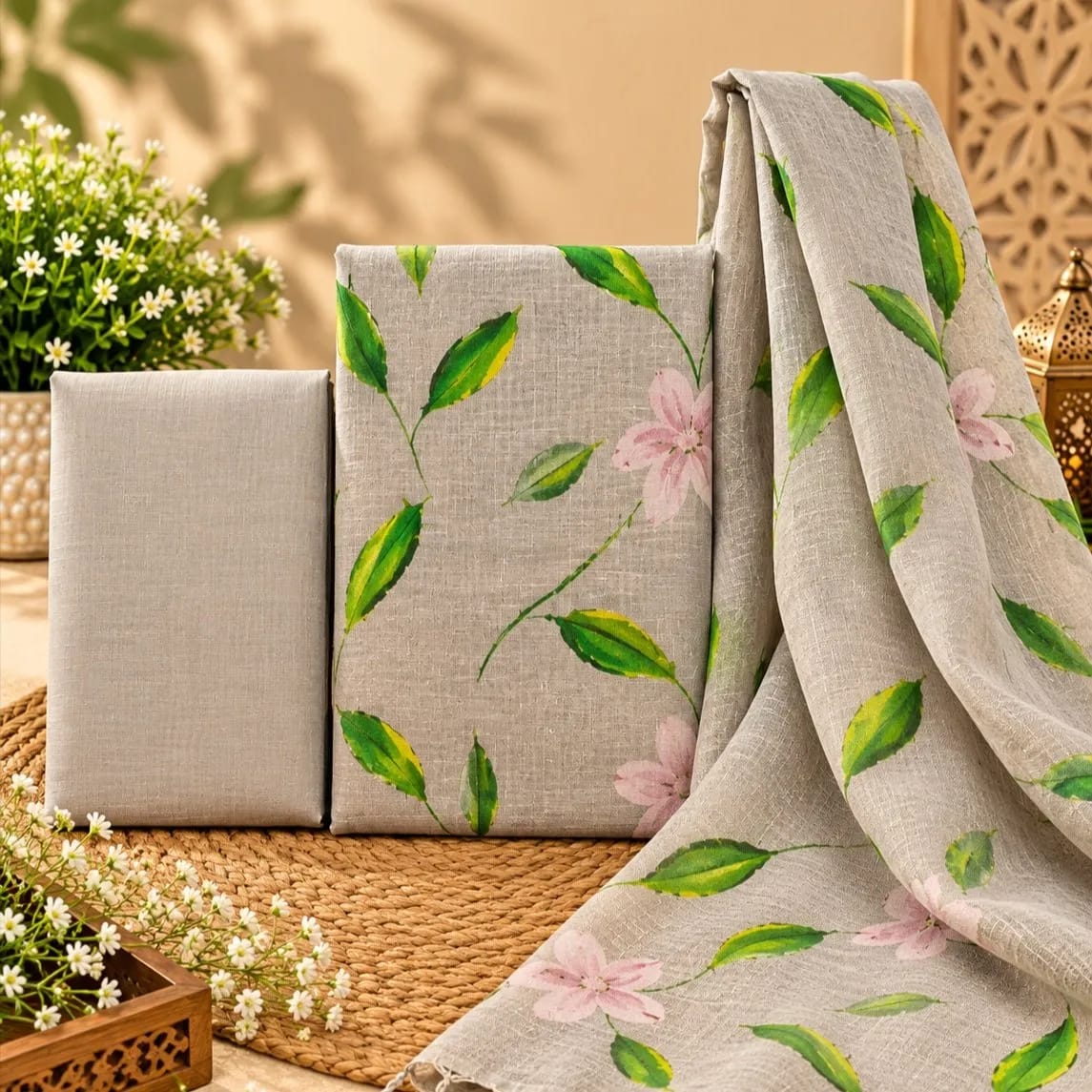 Handloom Ikkat Suit Set with Kota Doria Dupatta