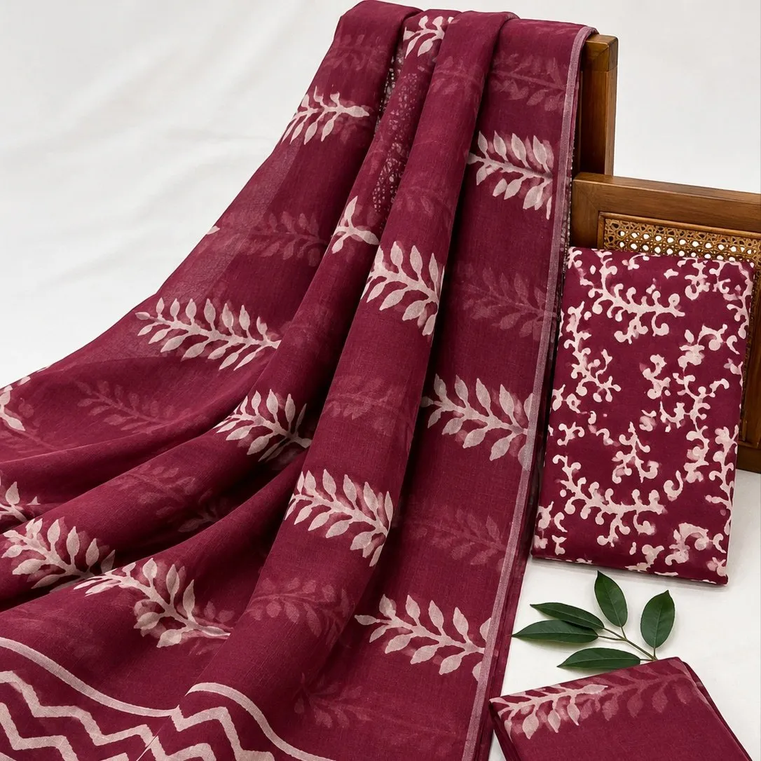 Handloom Ikkat Suit Set with Kota Doria Dupatta